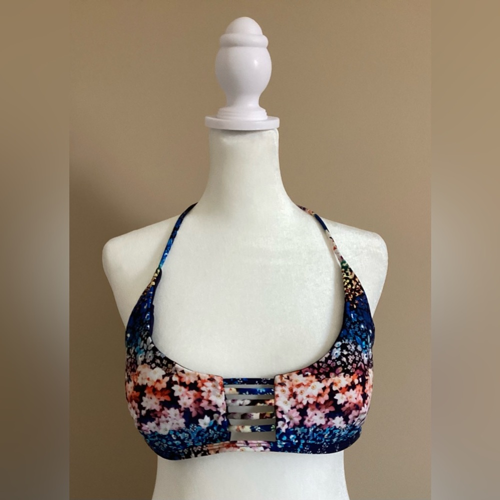 Rachel Roy Midnight Garden Print Swim Top Size Medium